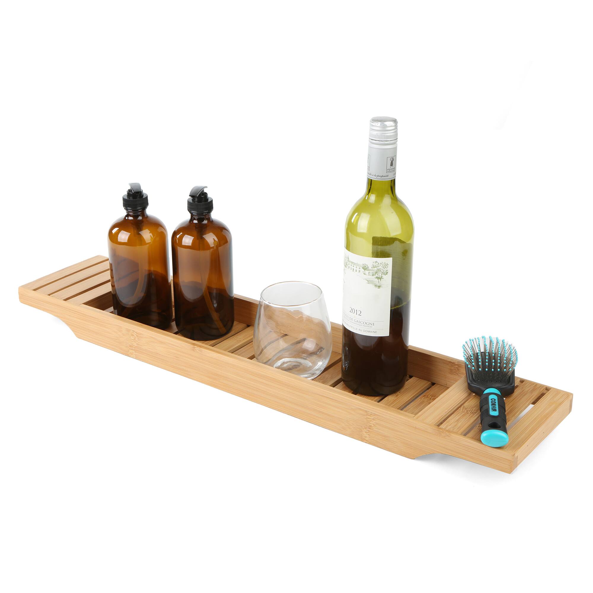 Mind Reader 27" Brown Bamboo Bathtub Caddy Organizer